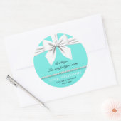 Sticker Rond Aqua Elegant Fancy Tiffany Anniversaire Merci (Enveloppe)