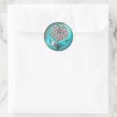 Sticker Rond Aqua et Fleur Turquoise (Sac)