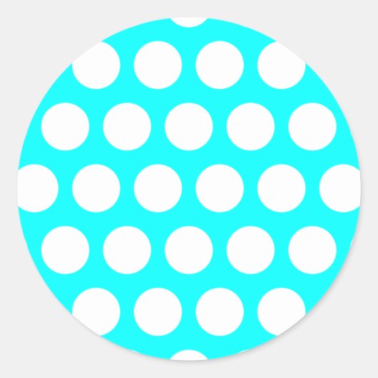 Sticker Rond Aqua et Pois blancs (Devant)