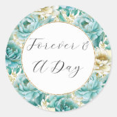 Sticker Rond Aqua Mint White Floral Mariage (Devant)