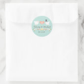 STICKER ROND AQUA MONOGRAM DOVE INSÉPARABLES MARIAGE (Sac)