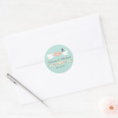 STICKER ROND AQUA MONOGRAM DOVE INSÉPARABLES MARIAGE (Enveloppe)