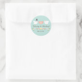 STICKER ROND AQUA MONOGRAMMED DOVE INSÉPARABLES MARIAGE (Sac)