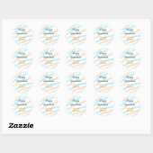 Sticker Rond Aqua orange happy Hanoukka ajouter un nom message (Feuille)