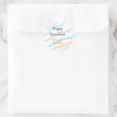 Sticker Rond Aqua orange happy Hanoukka ajouter un nom message (Sac)