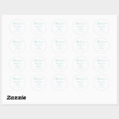 Sticker Rond Aqua Thank You Wedding Calligraphy Favor Labels (Feuille)