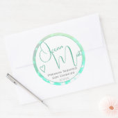 Sticker Rond Aqua Turquoise Blanc Moderne Calligraphie Script C (Enveloppe)