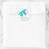 Sticker Rond Aqua Turquoise Blue Bow & Sparkles Chic Party (Sac)