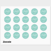 Sticker Rond Aqua Turquoise Style Cursive Joyful Holiday (Feuille)