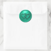 Sticker Rond Aqua Two Hearts Intertwined Wedding (Sac)