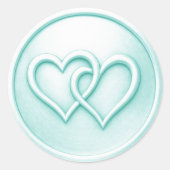 Sticker Rond Aqua Two Hearts Intertwined Wedding (Devant)