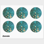 Sticker Rond Aqua vert Mermaidscale avec parties scintillant or (Feuille)