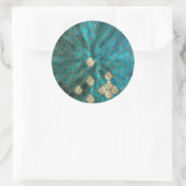 Sticker Rond Aqua vert Mermaidscale avec parties scintillant or (Sac)