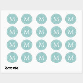 Sticker Rond Aqua White Elegant Monogramme (Feuille)