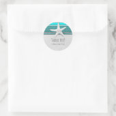 Sticker Rond Aqua & White Sparkle Starfish Plage Mariage Faveur (Sac)