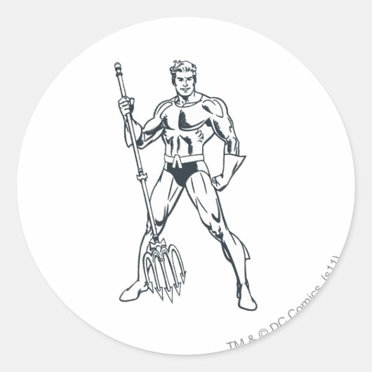 Sticker Rond Aquaman avec Pitchfork BW (Devant)