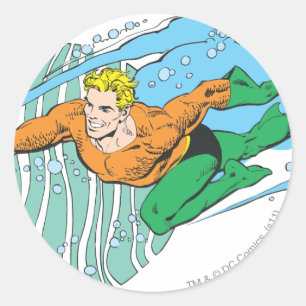 Sticker Rond Aquaman saute à gauche