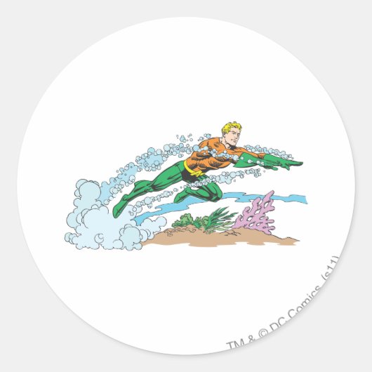 Sticker Rond Aquaman saute sur Coral (Devant)