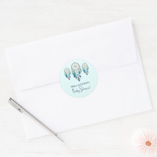 Sticker Rond Aquamarine Baby shower Dreamcatcher