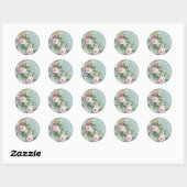Sticker Rond Aquamarine Chic Floral Aquarelle Luxuriante (Feuille)
