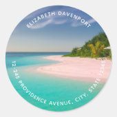 Sticker Rond Aquamarine Ocean Tropical Beach Scenic Address (Devant)