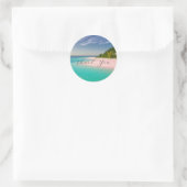 Sticker Rond Aquamarine Ocean Tropical Beach Scenic Thank You (Sac)