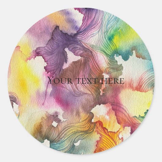 Sticker Rond Aquarelle Abstraite (Devant)