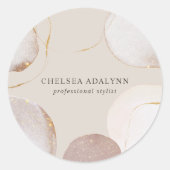 Sticker Rond Aquarelle Abstraite brillant Luxe Elegant Or (Devant)