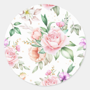 Sticker Rond Aquarelle Abstraite florale pour femmes Backgro