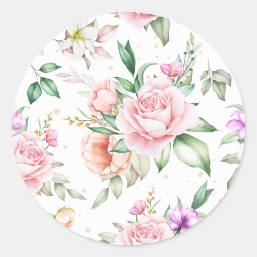 Sticker Rond Aquarelle Abstraite florale pour femmes Backgro (Devant)