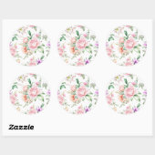 Sticker Rond Aquarelle Abstraite florale pour femmes Backgro (Feuille)