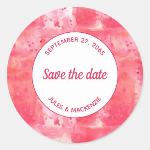 Sticker Rond Aquarelle Abstraite moderne rose Enregistrer la da