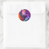 Sticker Rond Aquarelle Abstraite orange violet (Sac)