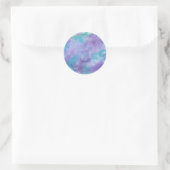 Sticker Rond Aquarelle Abstraite Turquoise violette (Sac)