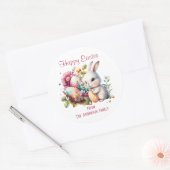 Sticker Rond Aquarelle adorable Lapin de Pâques Classic Round (Enveloppe)