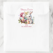 Sticker Rond Aquarelle adorable Lapin de Pâques Classic Round (Sac)