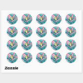 Sticker Rond Aquarelle agave succulente art (Feuille)