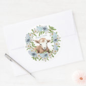 Sticker Rond Aquarelle Agneau de Pâques Personnalisé (Enveloppe)