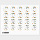 Sticker Rond Aquarelle agrumes orange script mariage merci (Feuille)