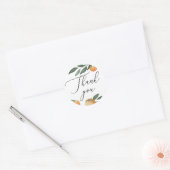Sticker Rond Aquarelle agrumes orange script mariage merci (Enveloppe)