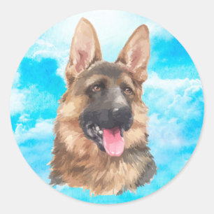 Sticker Rond Aquarelle alsacienne d'animal familier du chien de