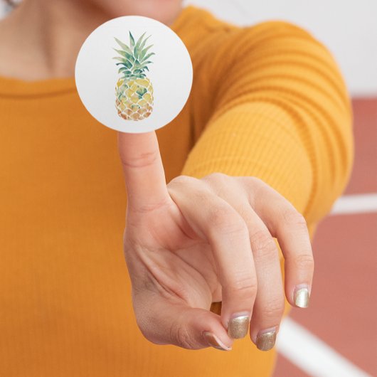 Sticker Rond Aquarelle ananas
