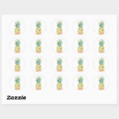 Sticker Rond Aquarelle ananas (Feuille)