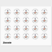 Sticker Rond Aquarelle Ancre marine Merci floral (Feuille)