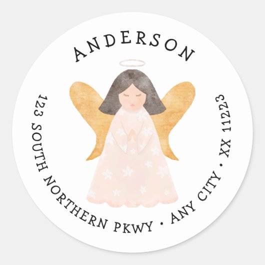 Sticker Rond Aquarelle Angle adresse de retour (Devant)