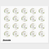 Sticker Rond Aquarelle Antique Blanc Or Floral MARIAGE (Feuille)
