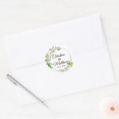 Sticker Rond Aquarelle Antique Blanc Or Floral MARIAGE (Enveloppe)