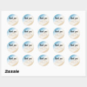 Sticker Rond Aquarelle Aqua Blue sur le Mariage de mer (Feuille)