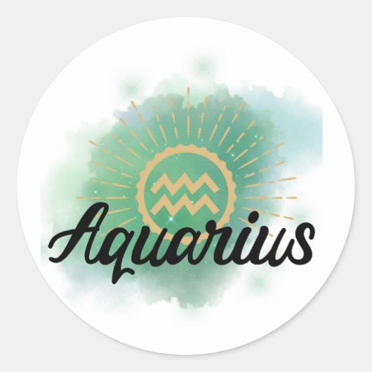 Sticker Rond Aquarelle Aquarius (Devant)