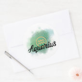 Sticker Rond Aquarelle Aquarius (Enveloppe)